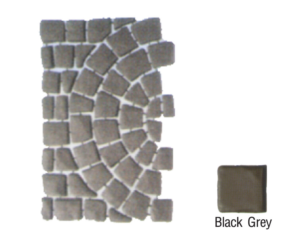 SCG Paving Tile Carpet Stone Series HalfCircle Black Grey 52.5x80x2 cm