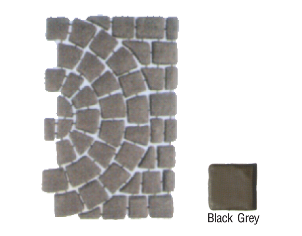 SCG Paving Tile Carpet Stone Series HalfCircle Shotblast Black Grey 52.5x80x3.5 cm
