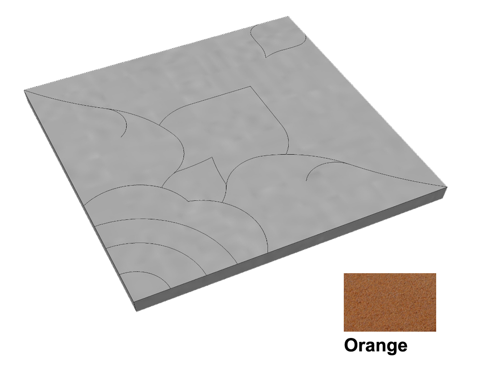 บล็อกปูพื้น เอสซีจี รุ่นศิลาเหลี่ยม ลายไทย-ดาราวดี ขนาด 50x50x6 ซม. สีส้ม