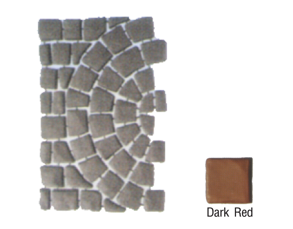 SCG Paving Tile Carpet Stone Series HalfCircle  Shotblast  Dark Red 52.5x80x2 cm